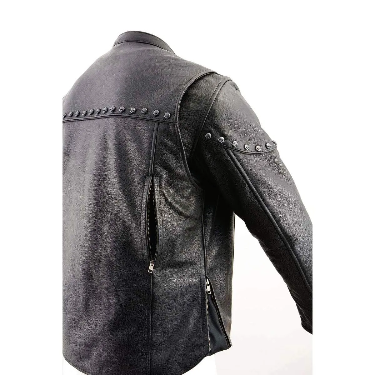 Milwaukee Leather MLM1504 Men's Black ‘The Skelly Racer’ Premium Moto Leather Jacket