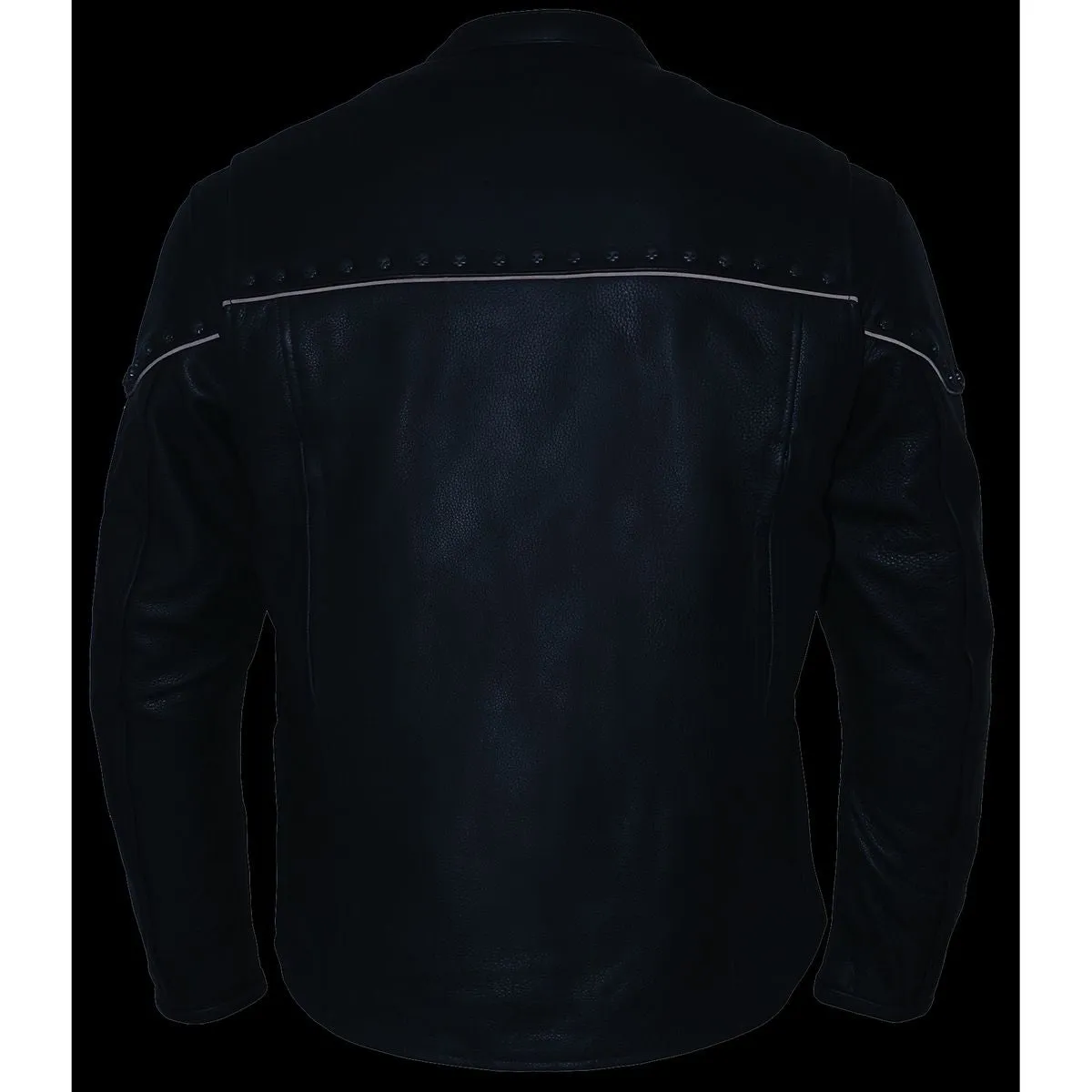 Milwaukee Leather MLM1504 Men's Black ‘The Skelly Racer’ Premium Moto Leather Jacket