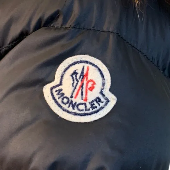 Moncler Kids Unisex Black Down Puffer Fur Trim