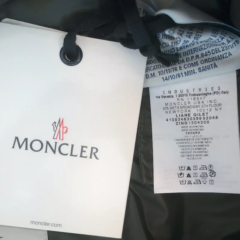 Moncler Liane Down Puffer Vest Dark Olive Size 1 NEW