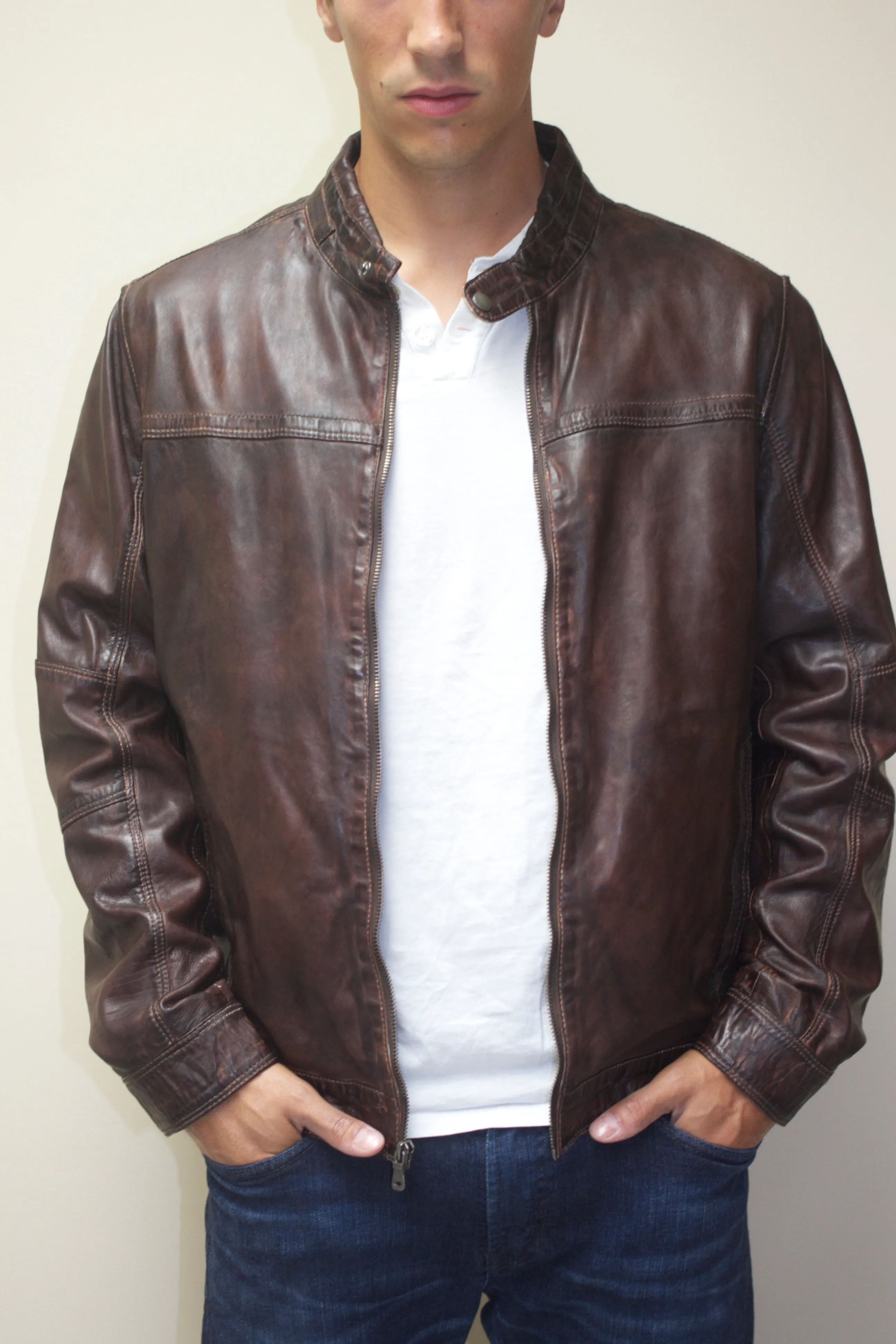 Moto Leather Bomber Jacket