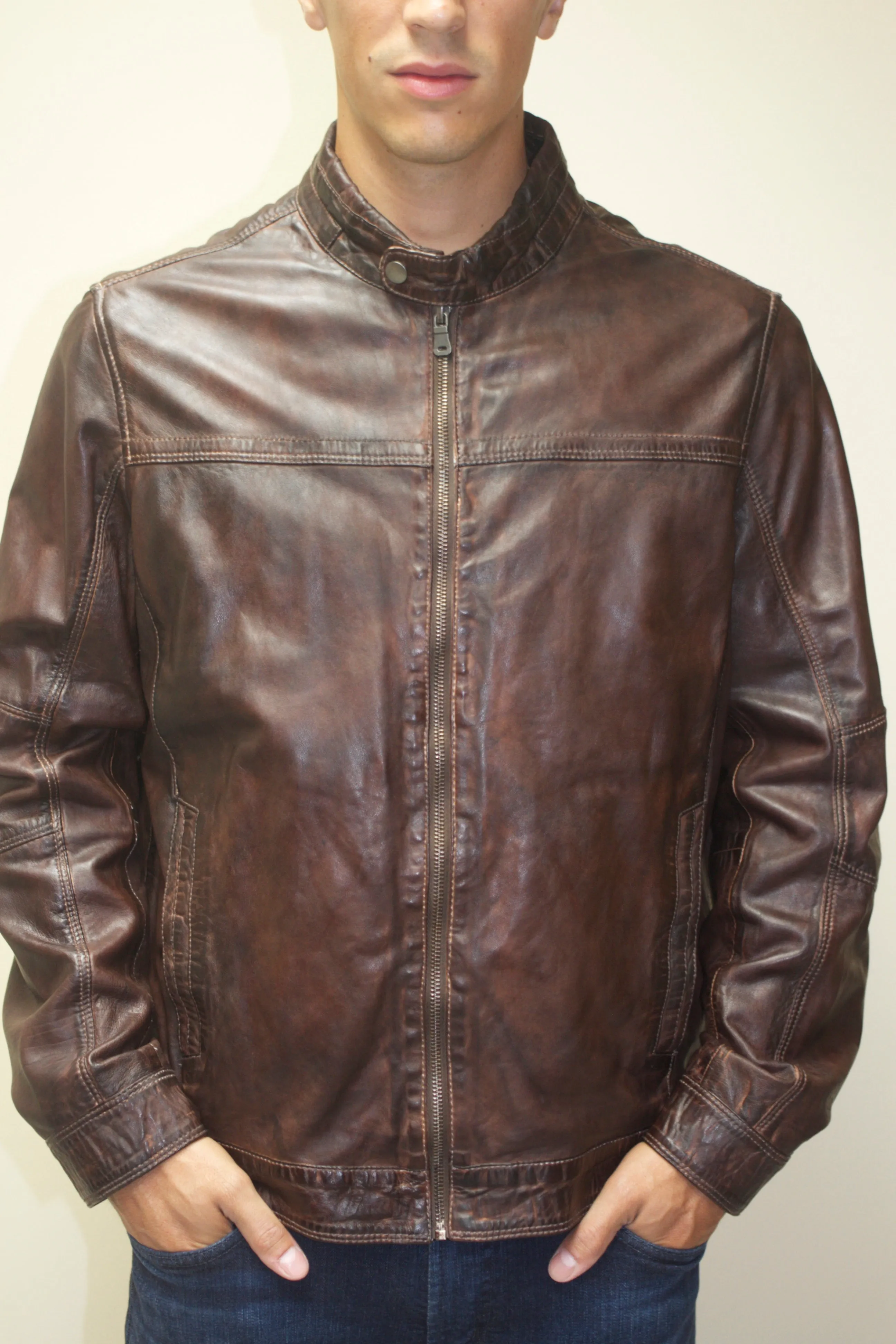 Moto Leather Bomber Jacket