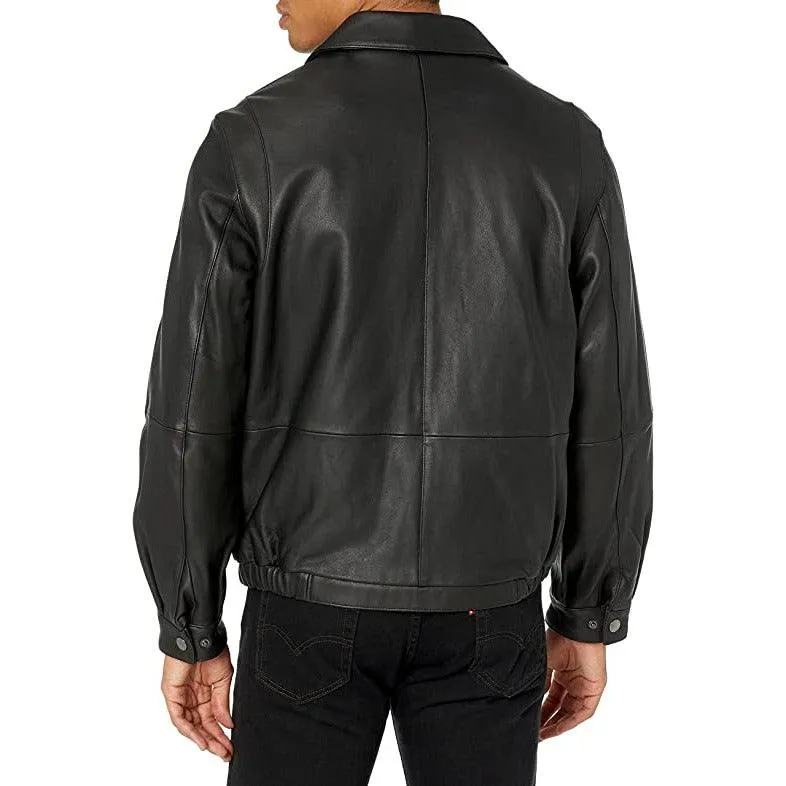 Nautica Men's Leather Bomber Jacket