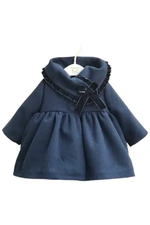Navy Cloth Velvet Trim Coat