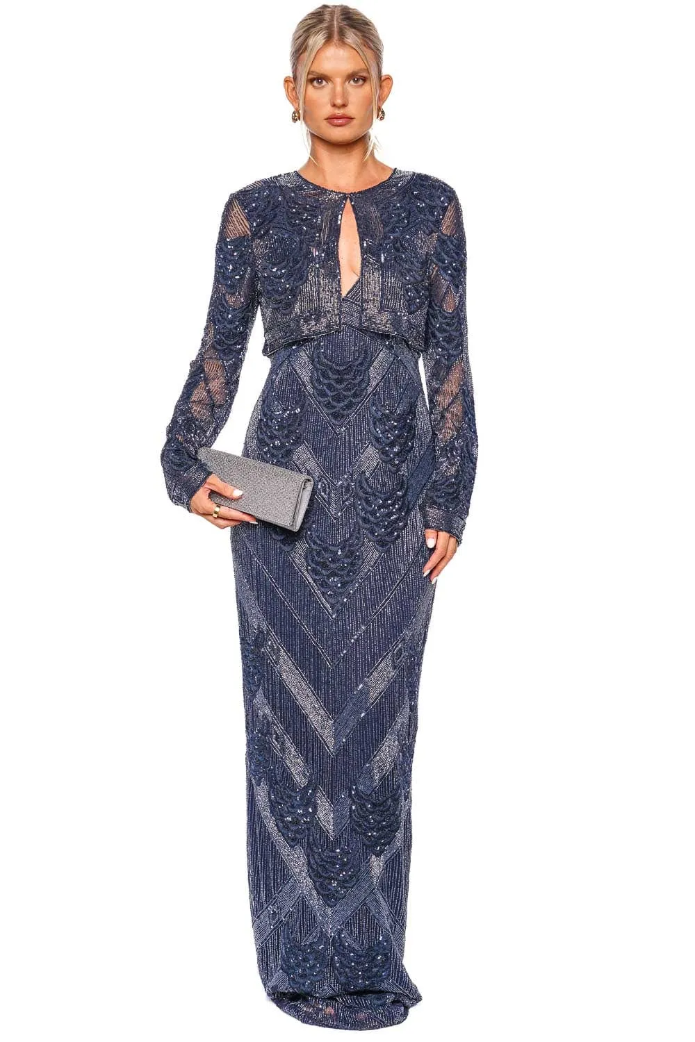Navy Petal Bead Embroidered Bolero