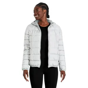 NEW George Women's Packable Puffer Winter Coat with hood- Grey - XS, Lightweight & Warm, packs nicely into a small bag for travel