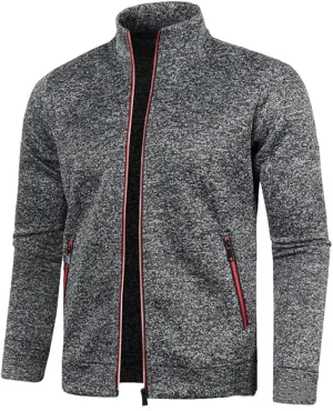 NEW Retails $55 Men's Turn-Down Collar Sweatshirt Zipper Stand Collar Pullovers Man Zippers Sweater Coats Dark Grey Sz L