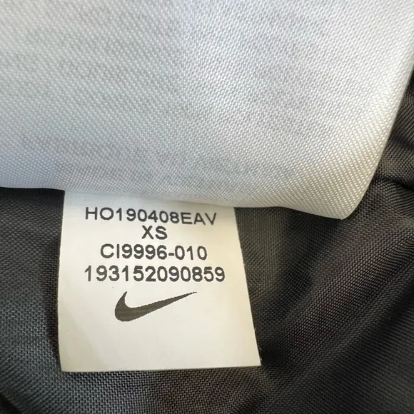 Nike Women’s satin black with gold chain bomber jacket size XS