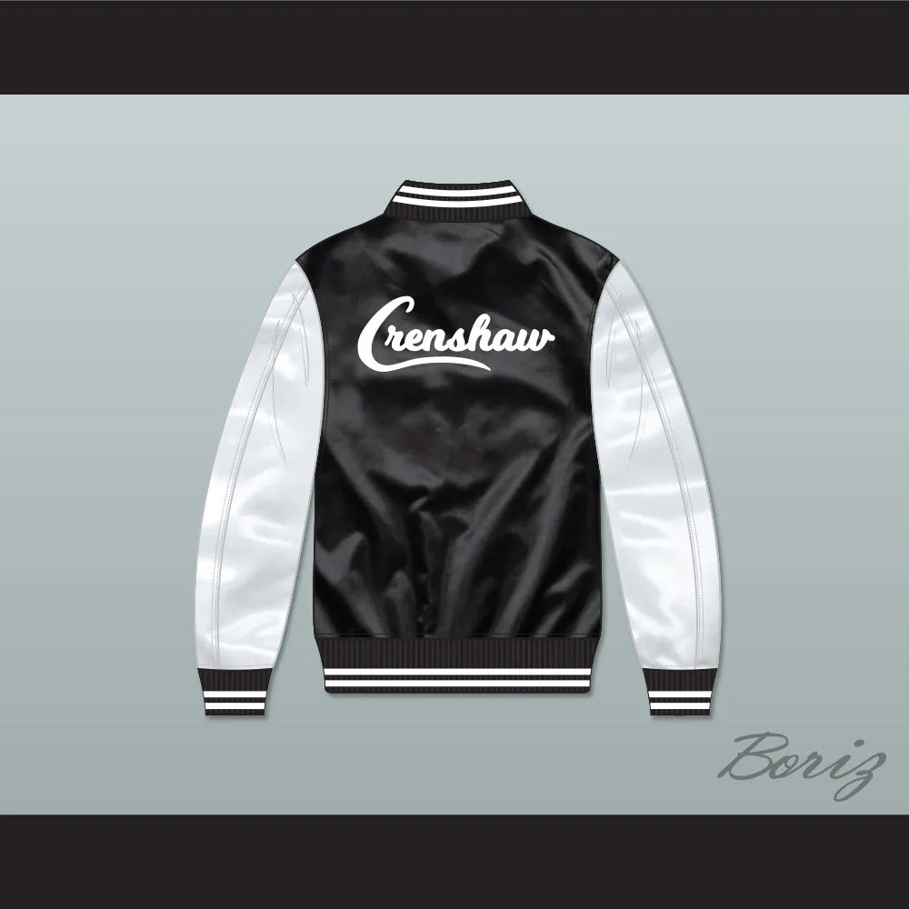 Nipsey Hussle 60 Crenshaw Black/ White Varsity Letterman Satin Bomber Jacket