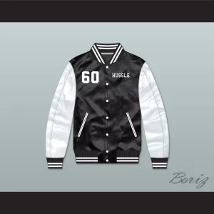 Nipsey Hussle 60 Crenshaw Black/ White Varsity Letterman Satin Bomber Jacket