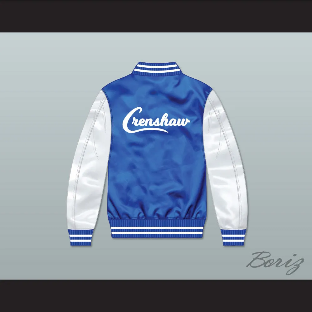 Nipsey Hussle 60 Crenshaw Blue/ White Varsity Letterman Satin Bomber Jacket