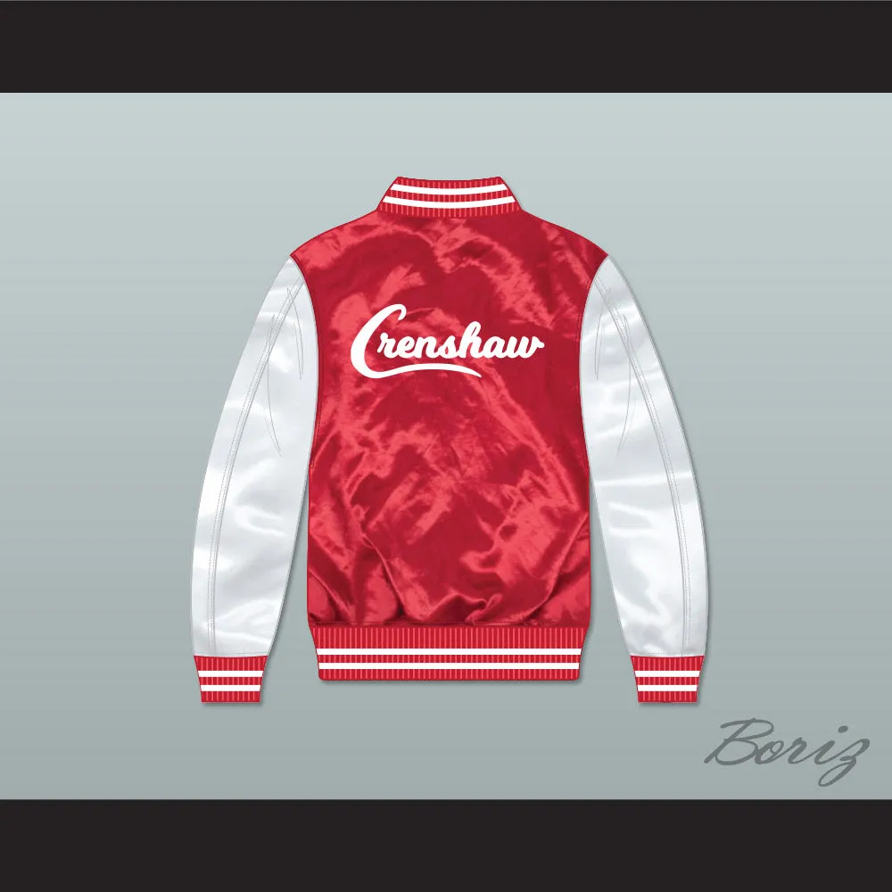 Nipsey Hussle 60 Crenshaw Red/ White Varsity Letterman Satin Bomber Jacket