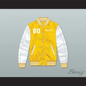 Nipsey Hussle 60 Crenshaw Yellow/ White Varsity Letterman Satin Bomber Jacket
