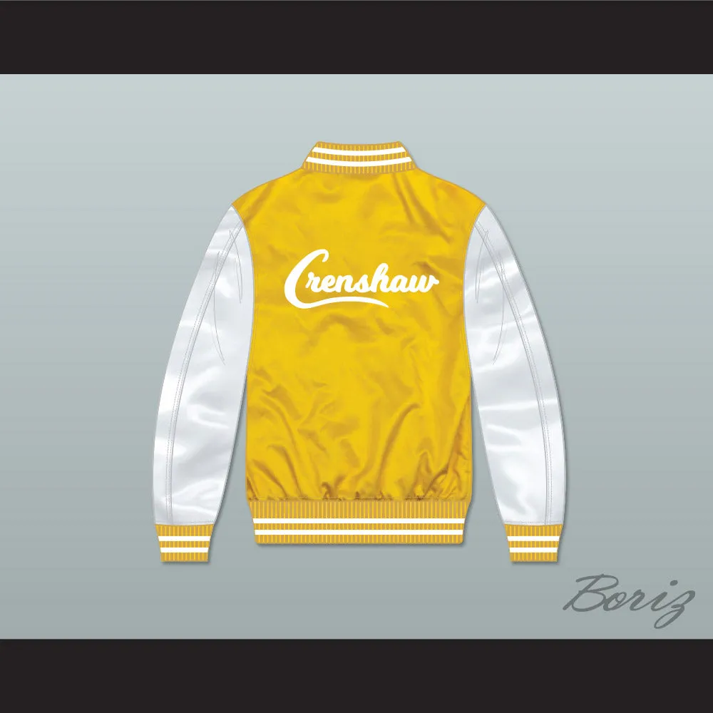 Nipsey Hussle 60 Crenshaw Yellow/ White Varsity Letterman Satin Bomber Jacket