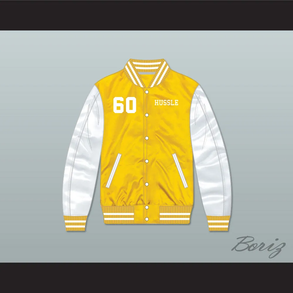 Nipsey Hussle 60 Crenshaw Yellow/ White Varsity Letterman Satin Bomber Jacket