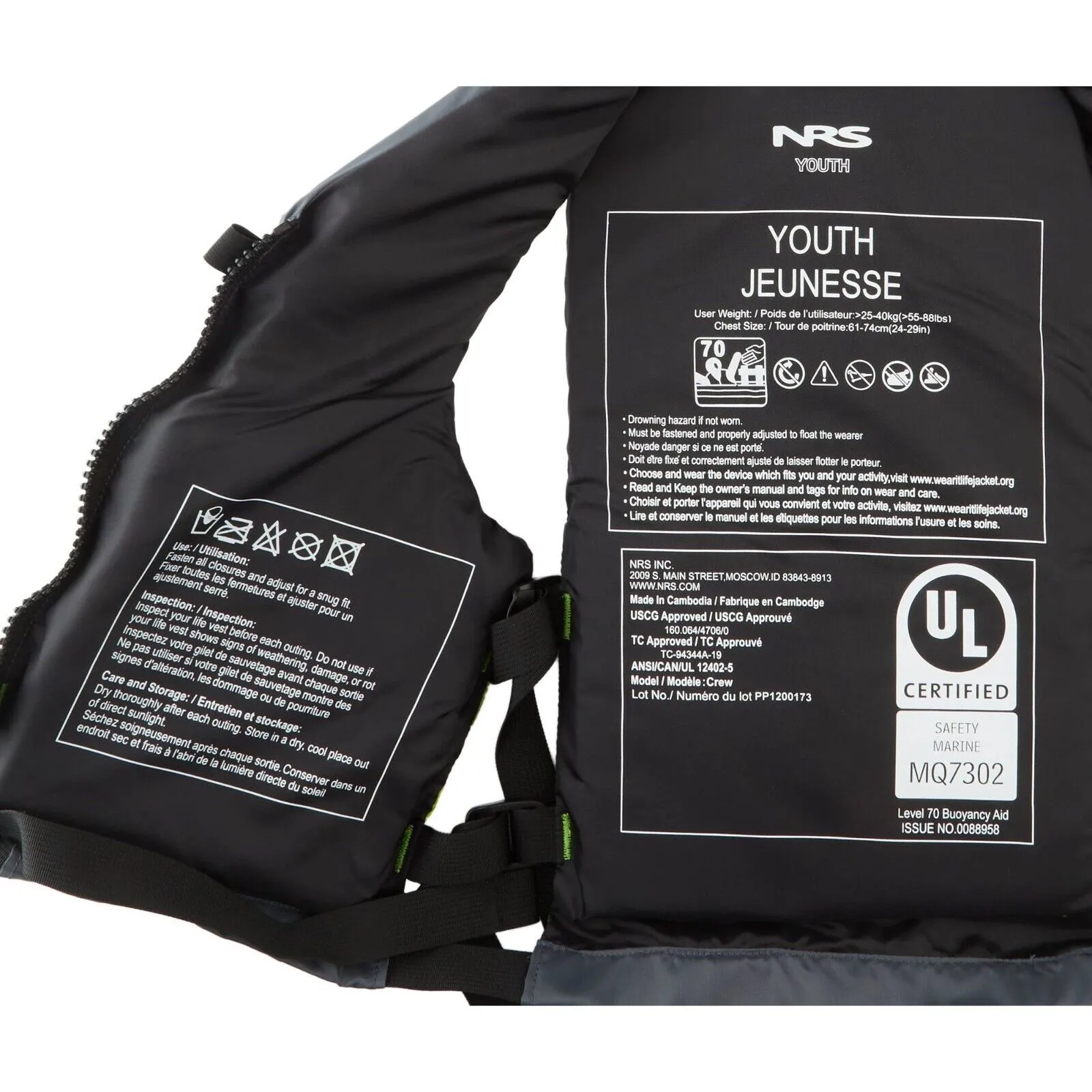 NRS Crew Youth PFD's UL & ULC Approved