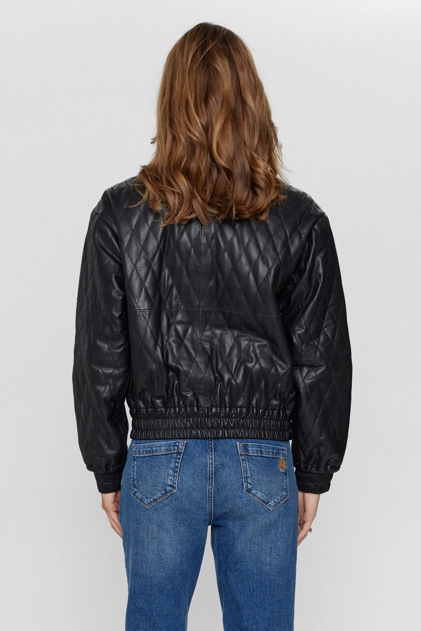 NULEA LEATHER BOMBER JACKET - Caviar