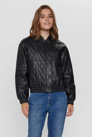 NULEA LEATHER BOMBER JACKET - Caviar