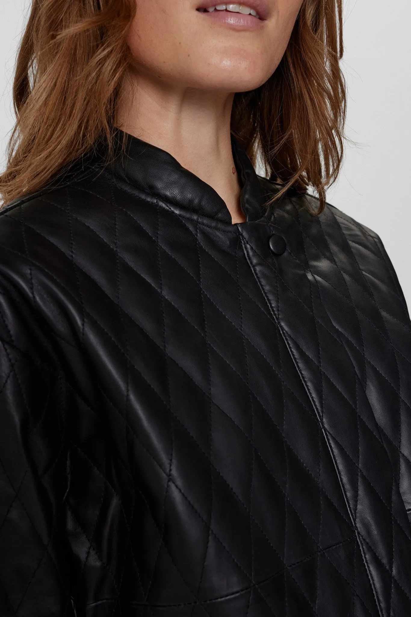 NULEA LEATHER BOMBER JACKET - Caviar