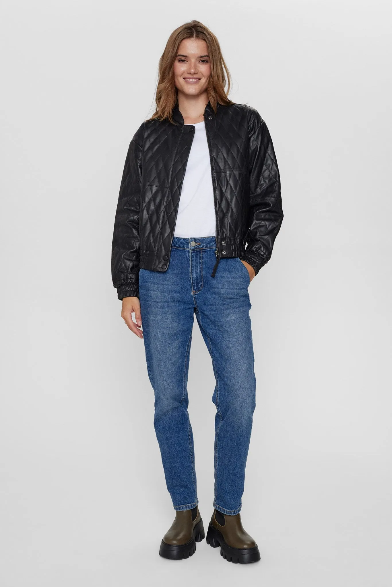 NULEA LEATHER BOMBER JACKET - Caviar