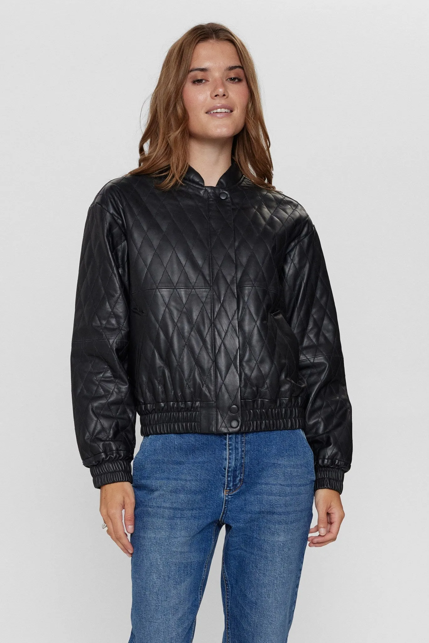 NULEA LEATHER BOMBER JACKET - Caviar