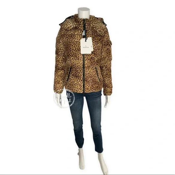 NWT Moncler Bady Cheetah Print Hooded Down Coat Puffer