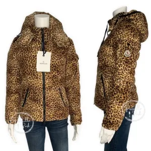 NWT Moncler Bady Cheetah Print Hooded Down Coat Puffer