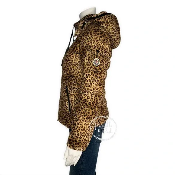 NWT Moncler Bady Cheetah Print Hooded Down Coat Puffer
