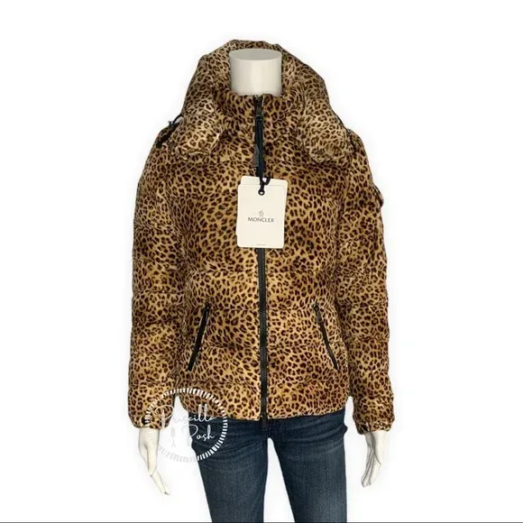 NWT Moncler Bady Cheetah Print Hooded Down Coat Puffer