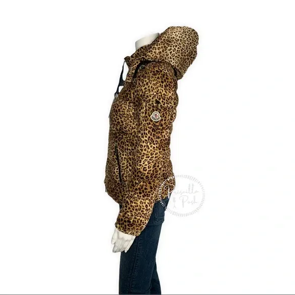 NWT Moncler Bady Cheetah Print Hooded Down Coat Puffer