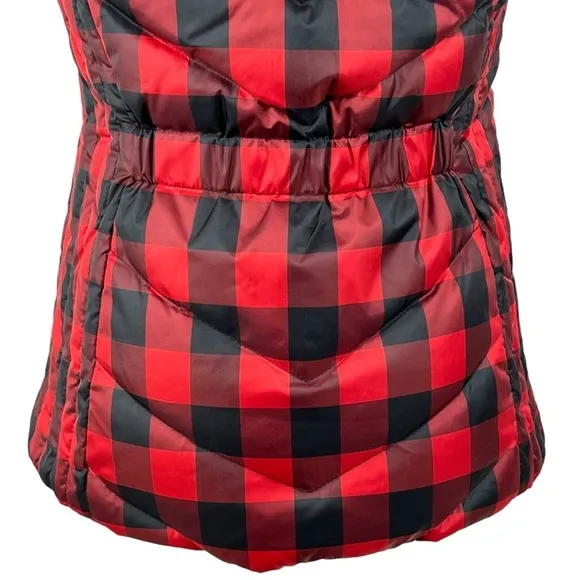 NWT Talbots Down Puffer Vest with Removable Fur Collar Buffalo Check Size XS