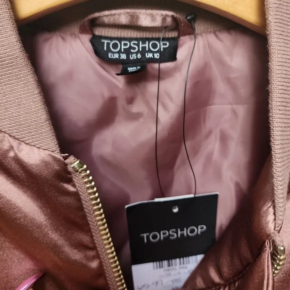 NWT Topshop Satin Bomber Pink