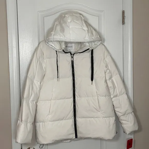 NWT Two by Vince Camuto Quilted Hooded Duck Down Feather Puffer Jacket White M