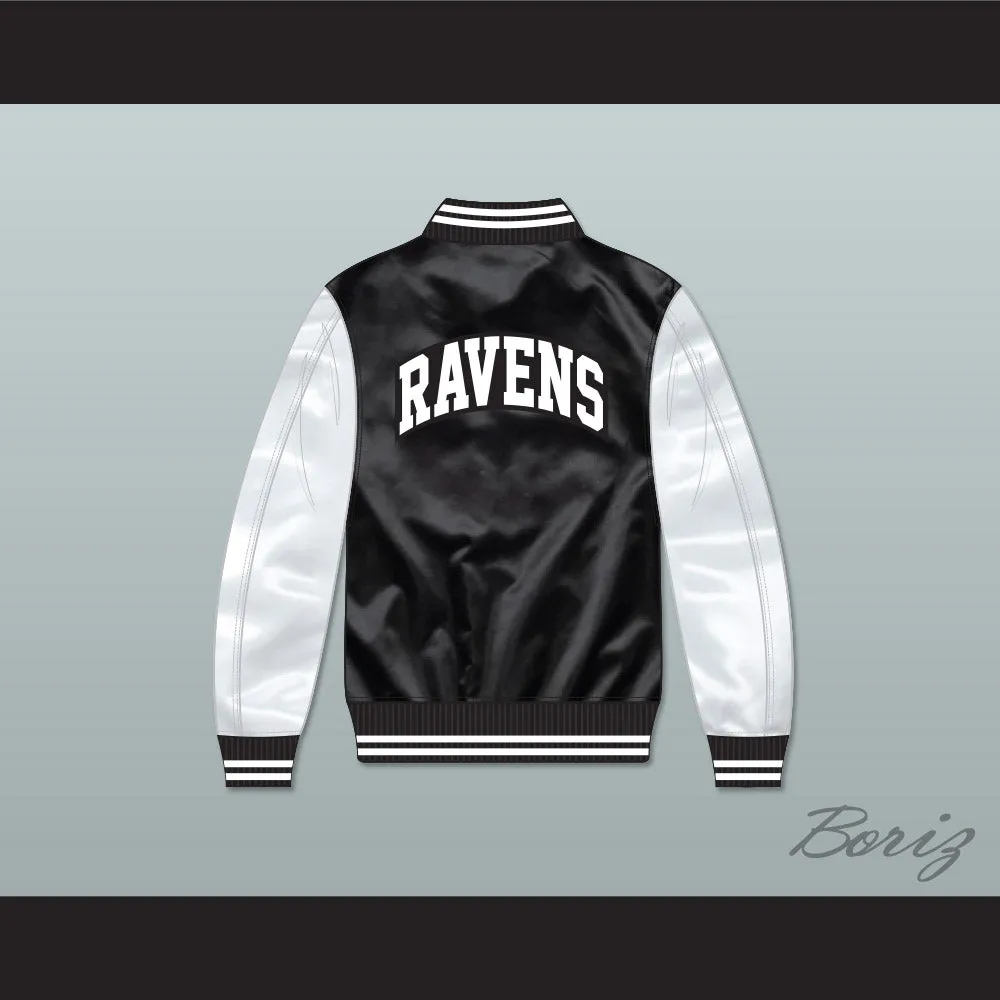 One Tree Hill Ravens High School Black/ White Varsity Letterman Satin Bomber Jacket