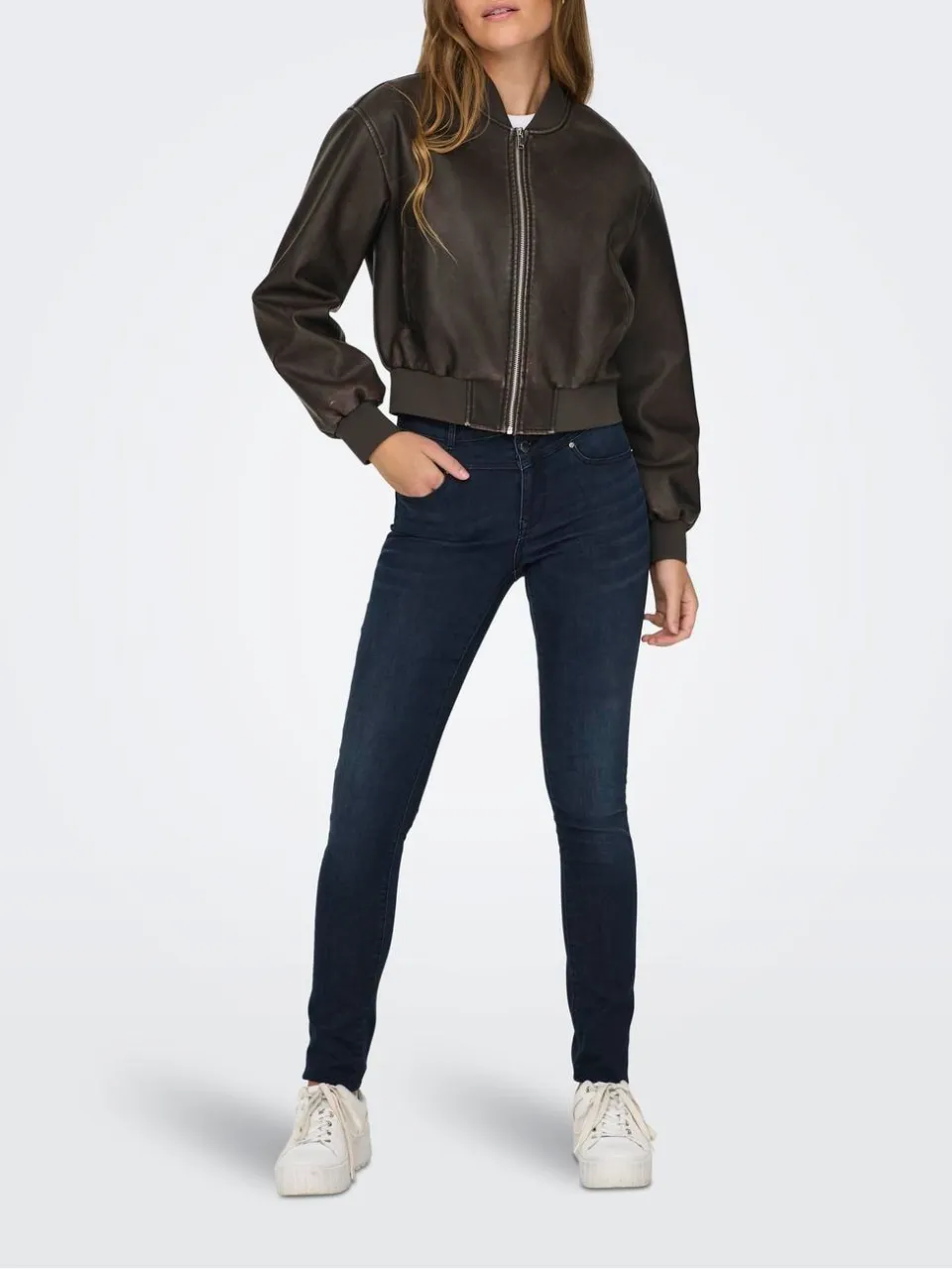ONLY Jade Faux Leather Bomber Jacket