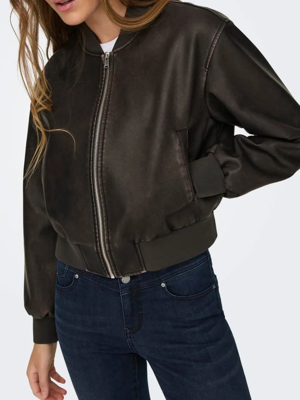 ONLY Jade Faux Leather Bomber Jacket