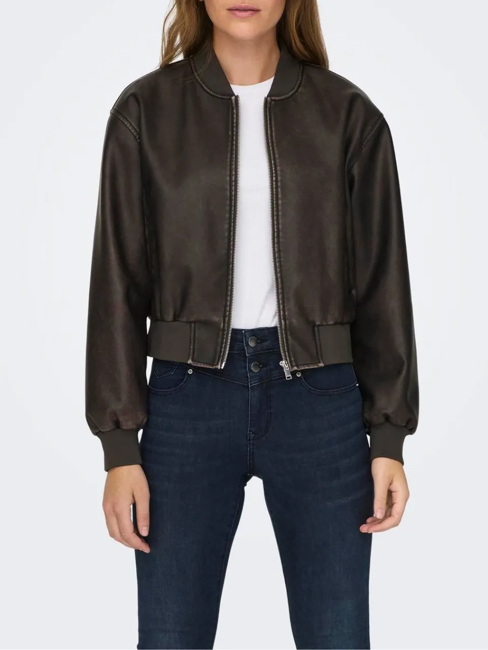 ONLY Jade Faux Leather Bomber Jacket
