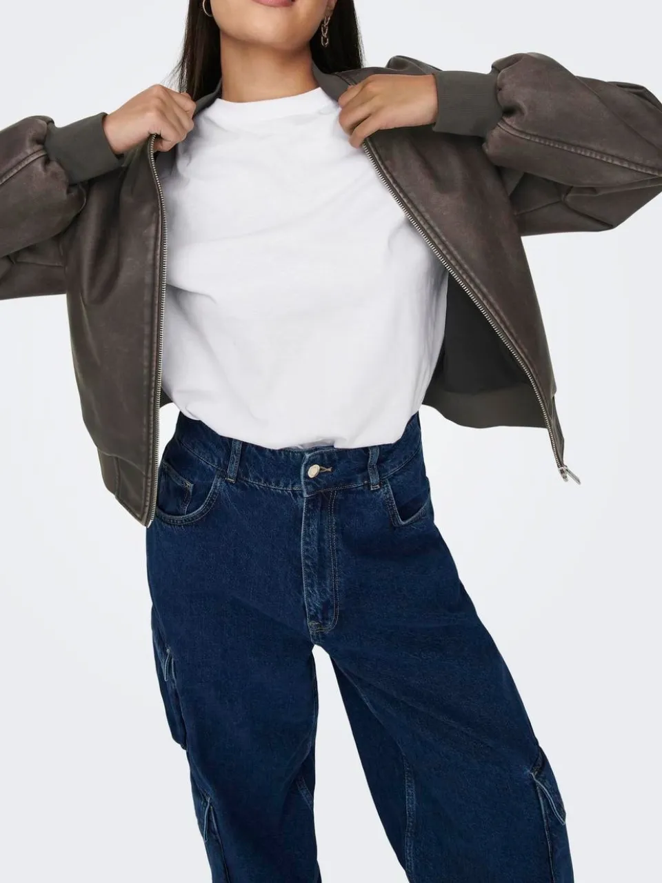 ONLY Jade Faux Leather Bomber Jacket