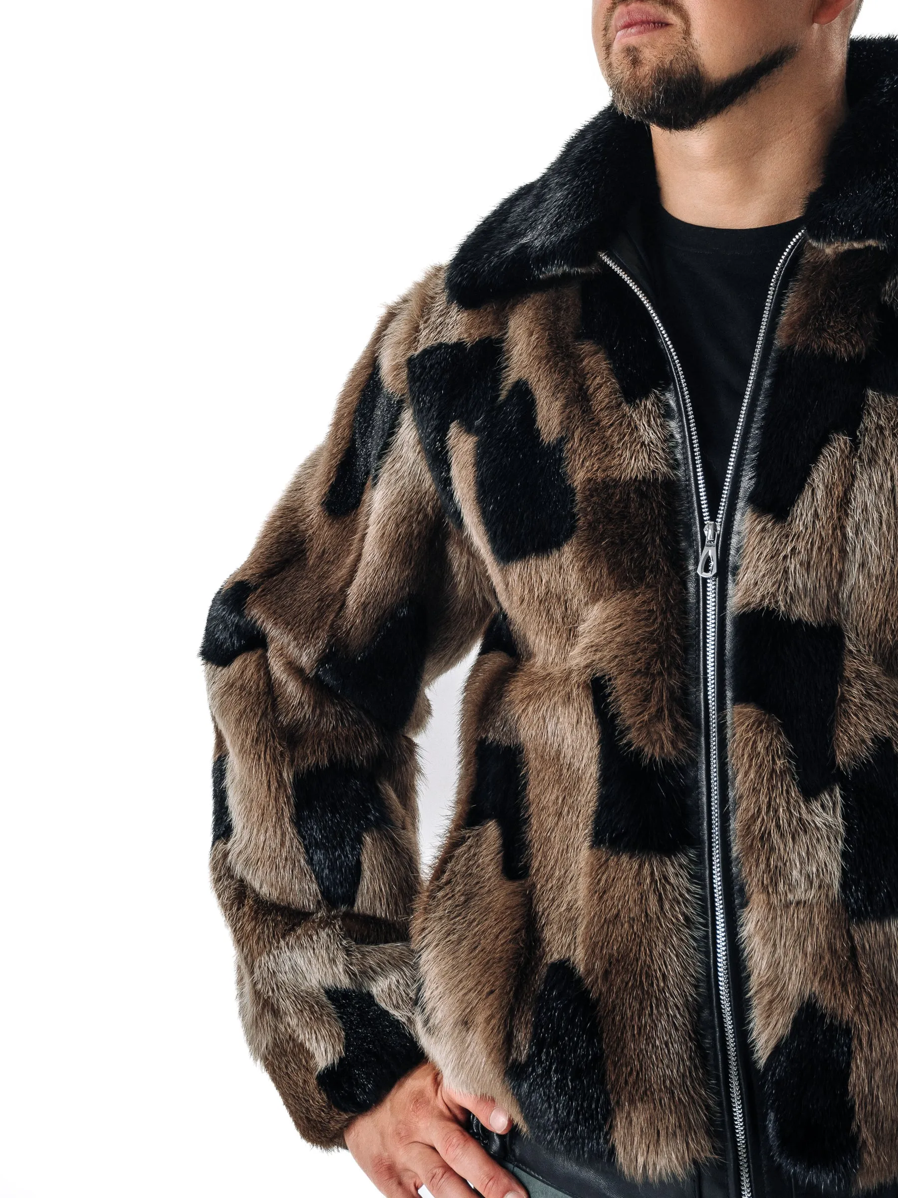 Otter Fur Bomber Jacket