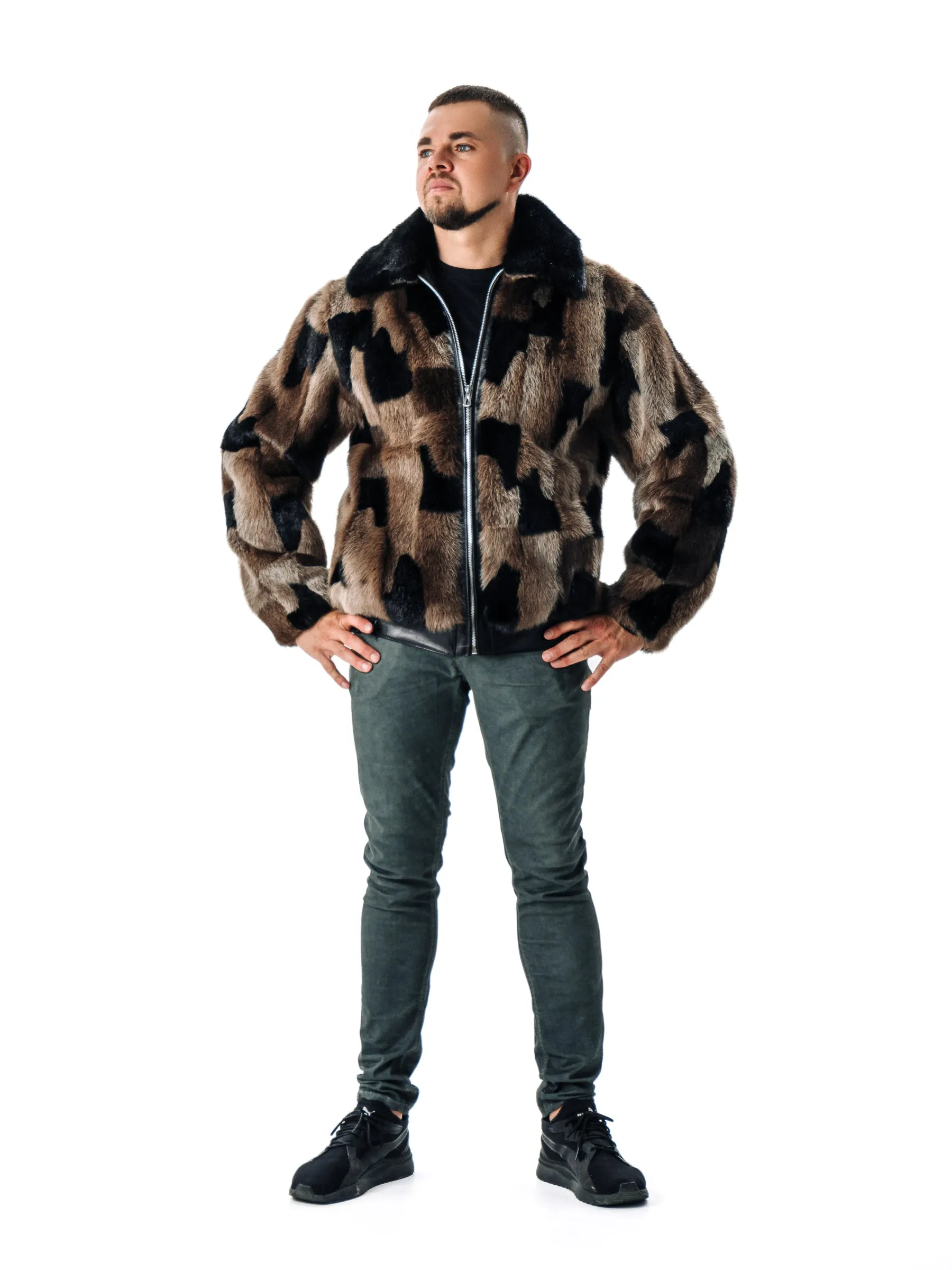 Otter Fur Bomber Jacket