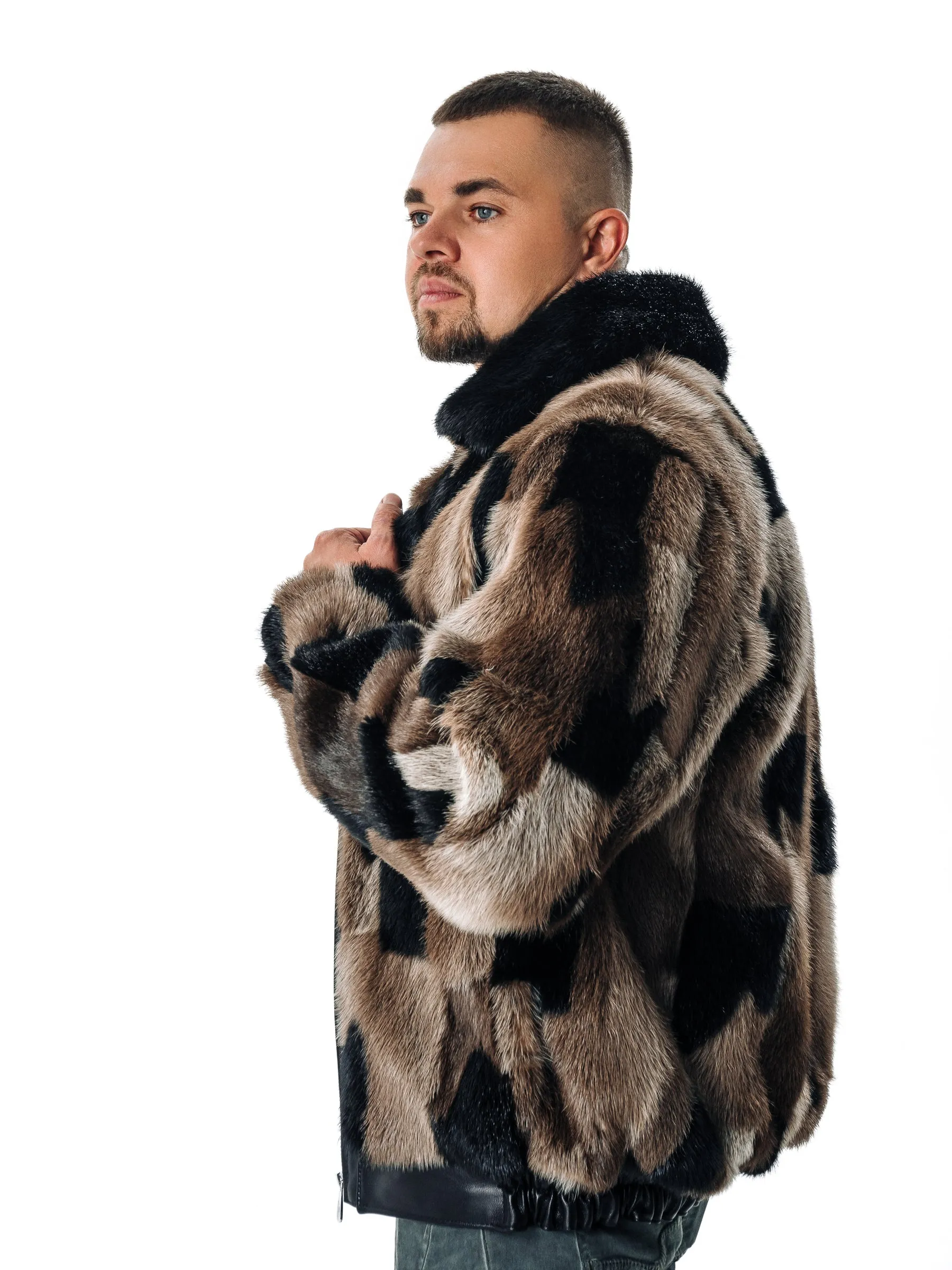 Otter Fur Bomber Jacket