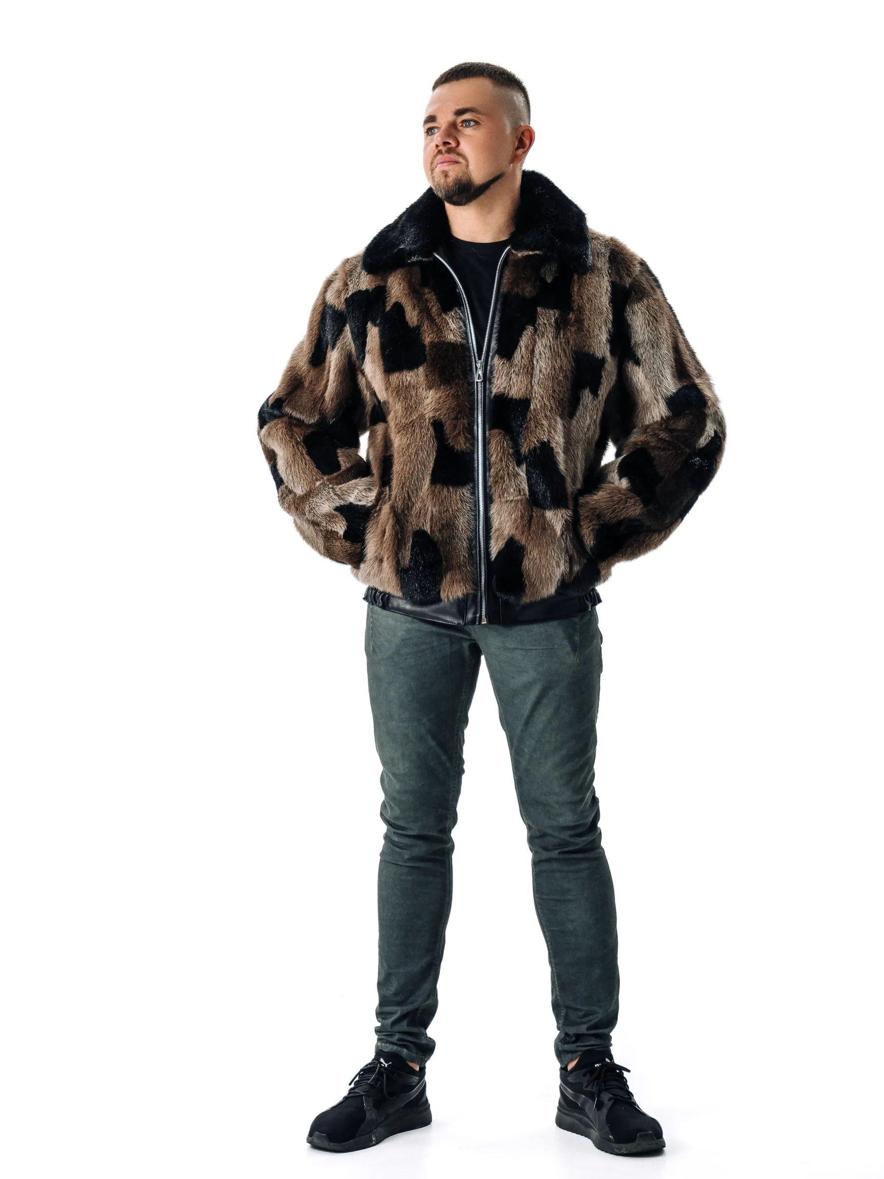 Otter Fur Bomber Jacket