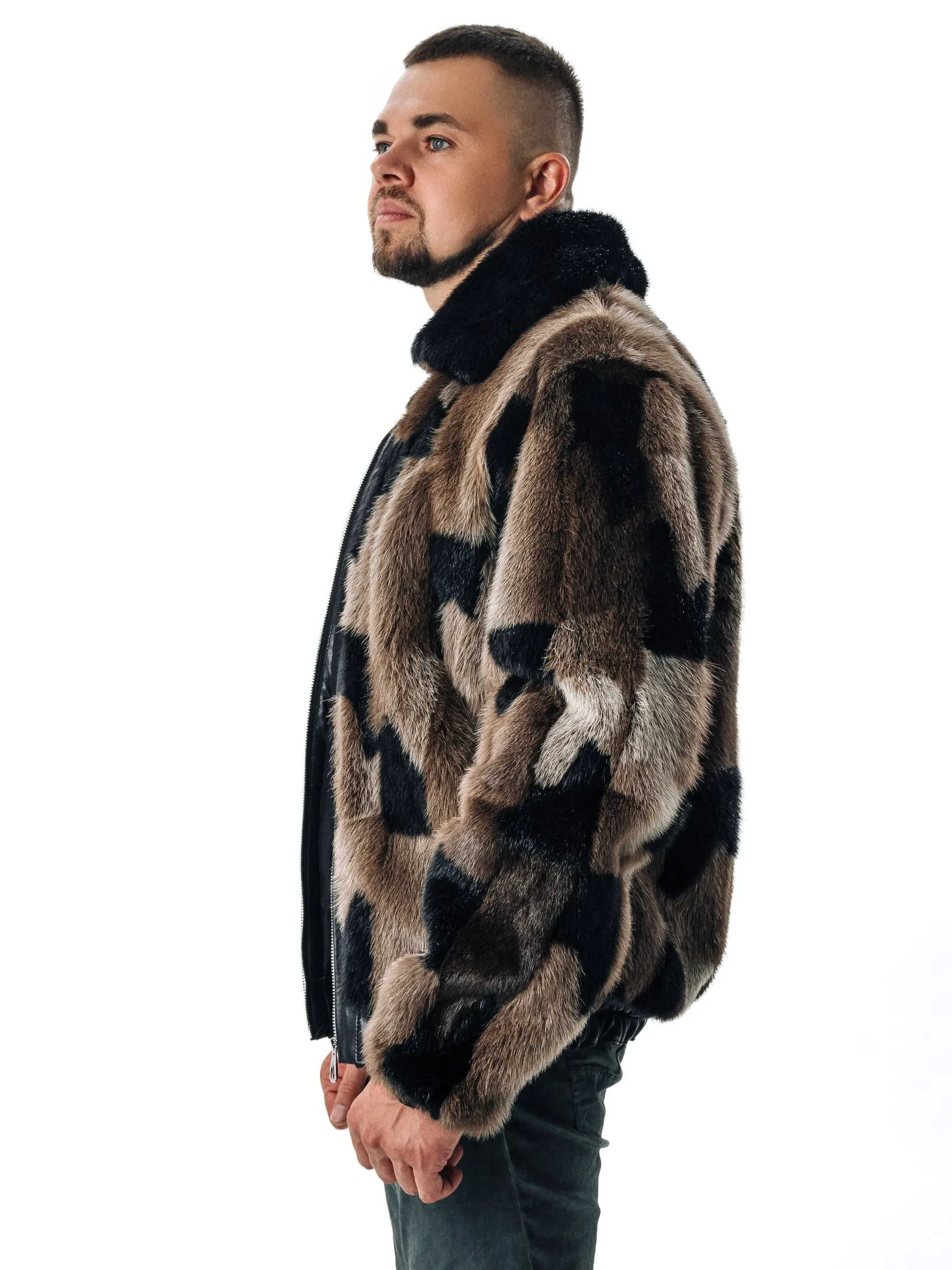 Otter Fur Bomber Jacket