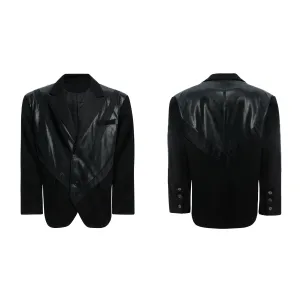 Oversized Leather Suit Jacket