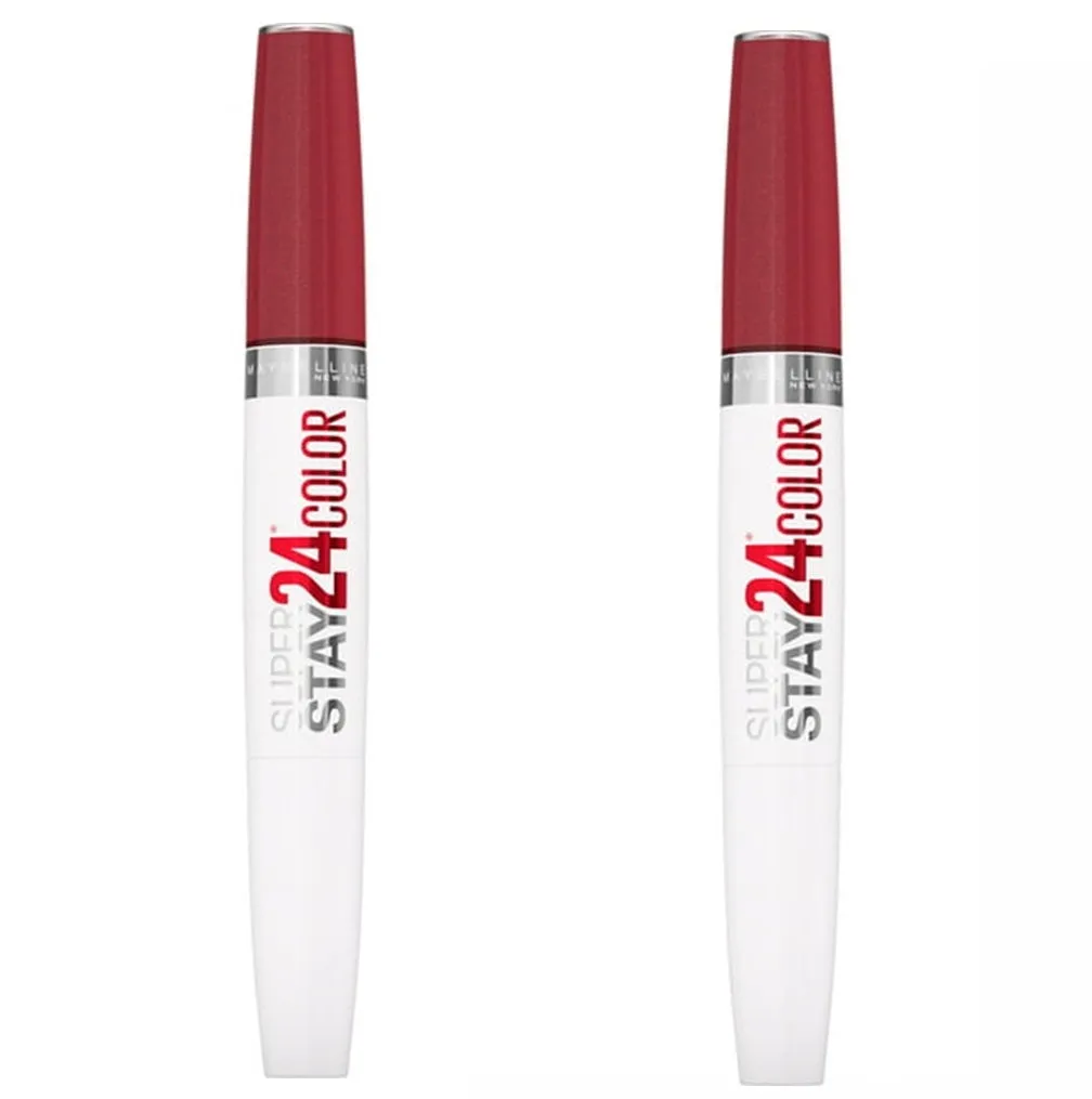 Pack of 2 Maybelline New York SuperStay 24 Color 2-Step Liquid Lipstick, City Ablaze 930