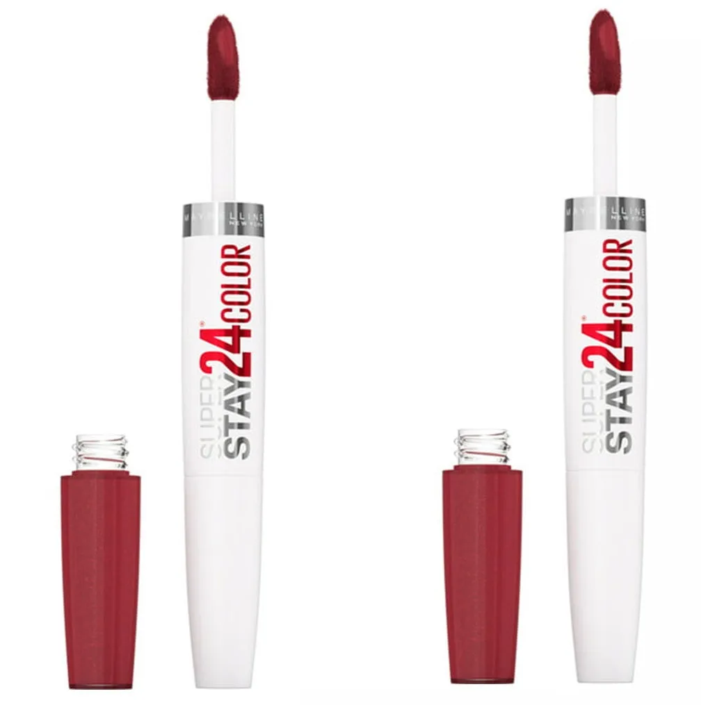 Pack of 2 Maybelline New York SuperStay 24 Color 2-Step Liquid Lipstick, City Ablaze 930