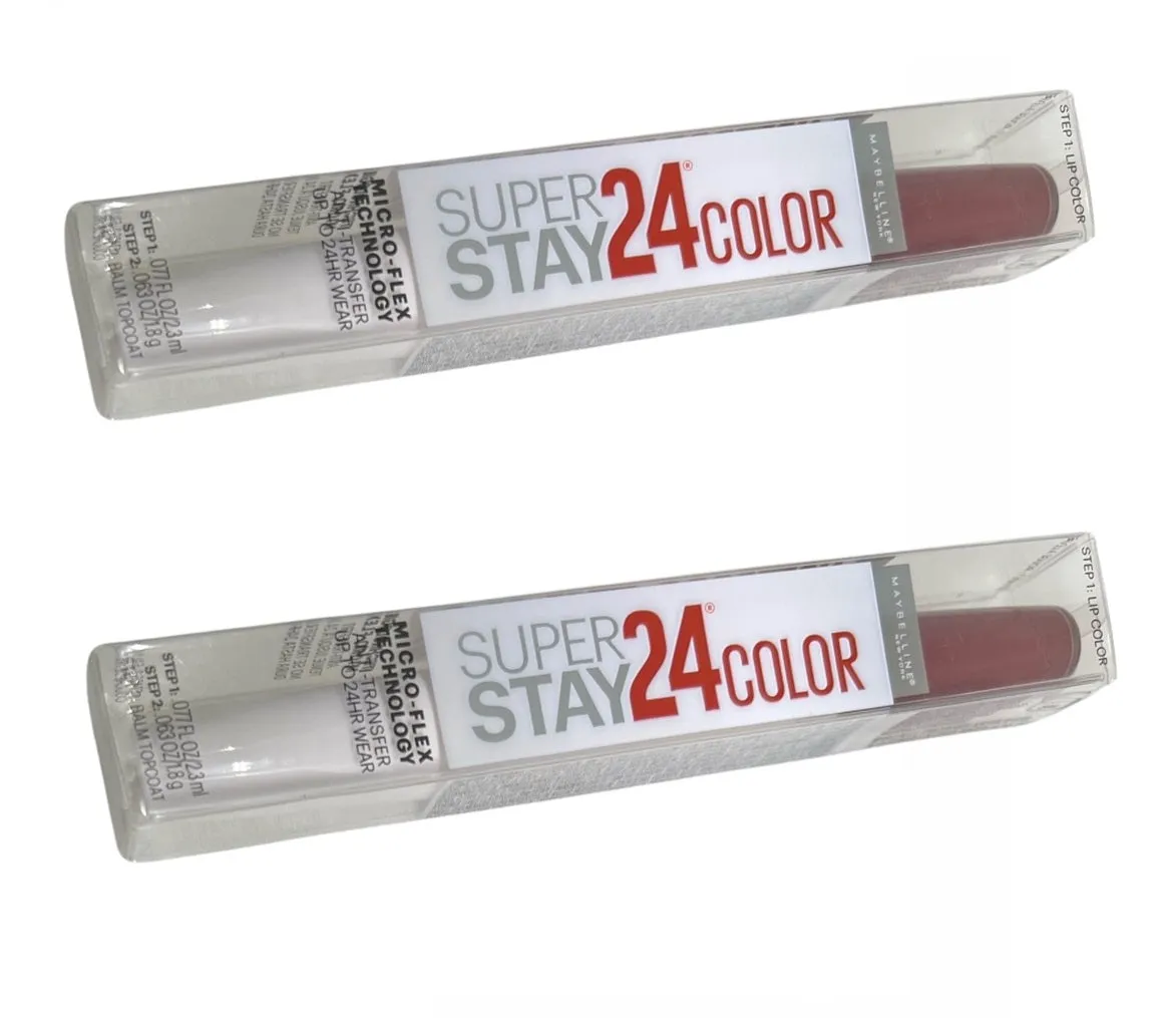 Pack of 2 Maybelline New York SuperStay 24 Color 2-Step Liquid Lipstick, City Ablaze 930