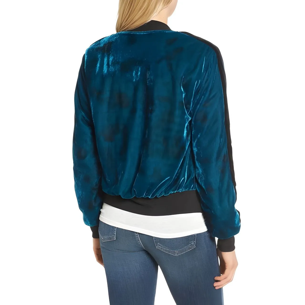 PAM & GELA Women's Blue Reversible Saphir Baseball Jacket #SA5849 NWT