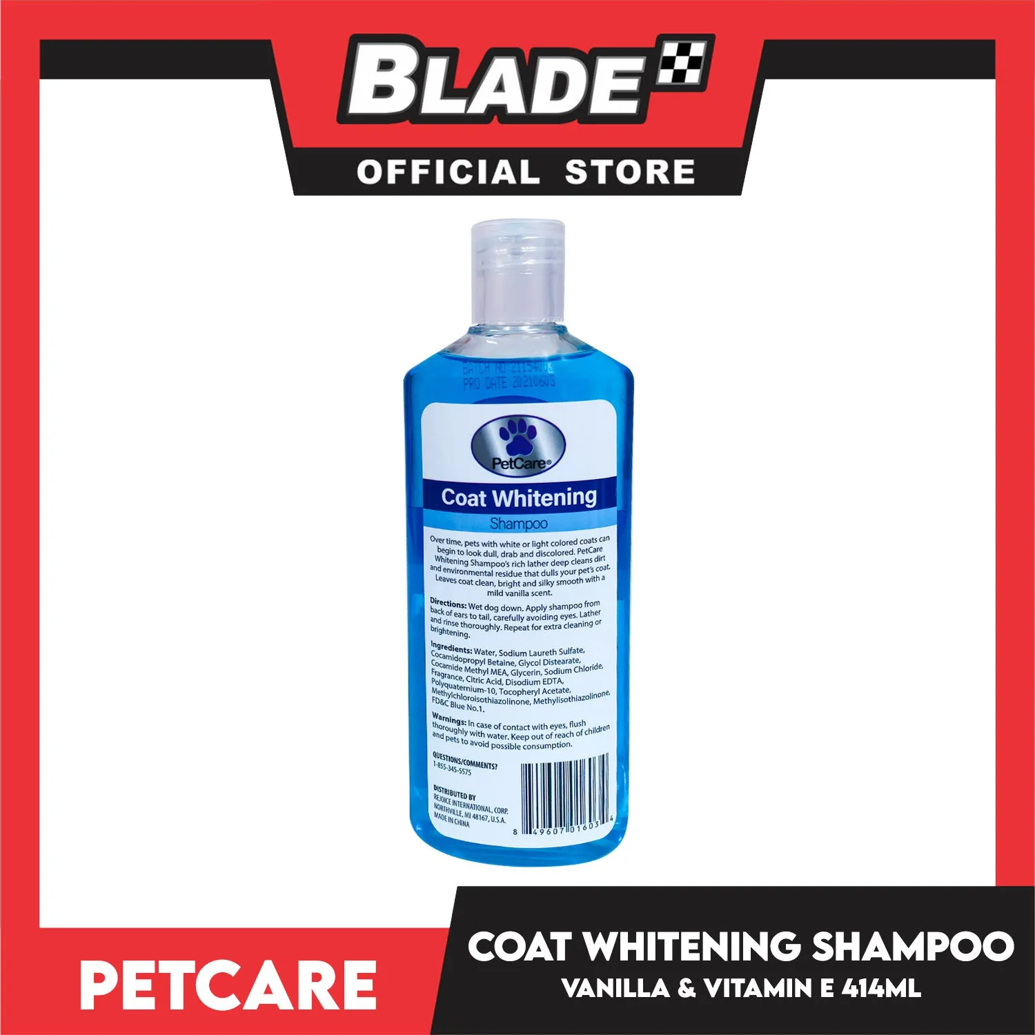 Pet Care Coat Whitening Shampoo 414ml (Vanilla And Vitamin E) Helps Brighten And Shine, White And Light Color Coats, Dog Shampoo