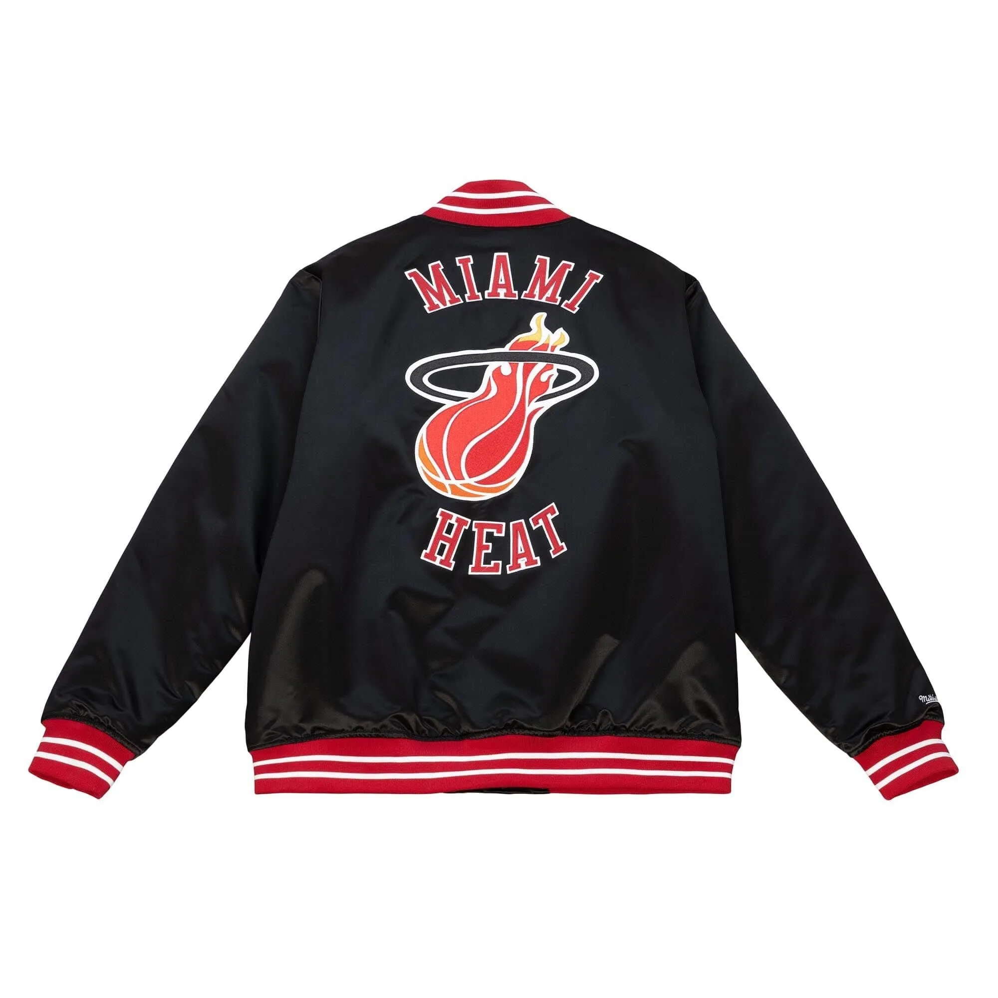 Pánska bunda bomber Mitchell & Ness NBA Heavyweight Satin Jacket Miami Heat čierna